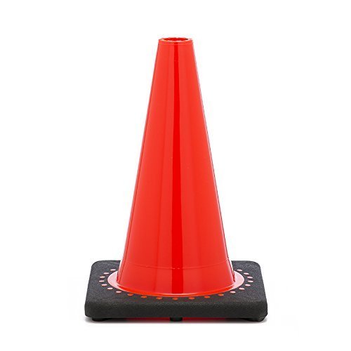Comfitwear FC-120 Orange Traffic Safety Cone with Black Base, 12'' H
