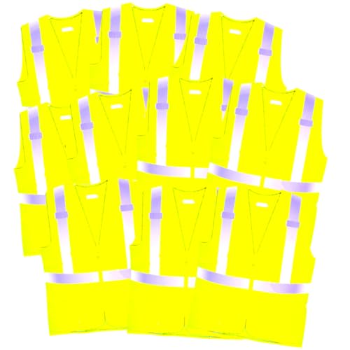 COMFITWEAR High Visibility Safety Vests for Construction Work School Outdoor Sports Traffic Safety Orange/Yellow (12, 2X-LARGE)