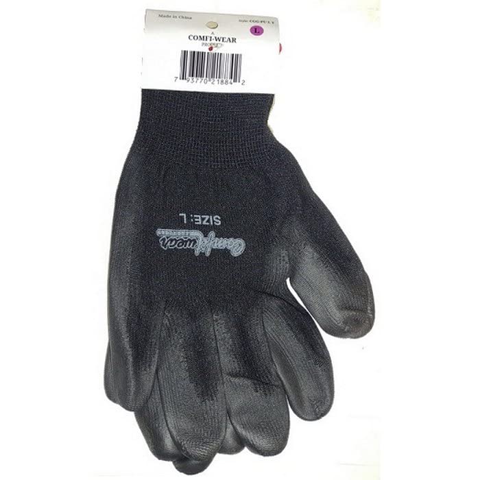COMFITWEAR ComfiGrip Polyurethane Coated Black Gloves 12/pk