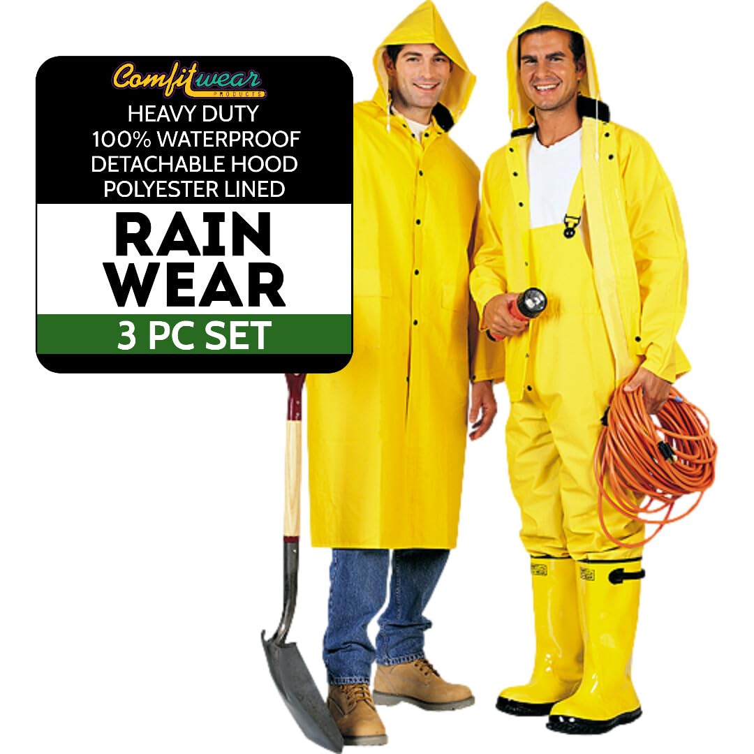 Comfitwear 3 Pc. PVC/Poly Heavy Duty Yellow Rainsuit (2X-Large)