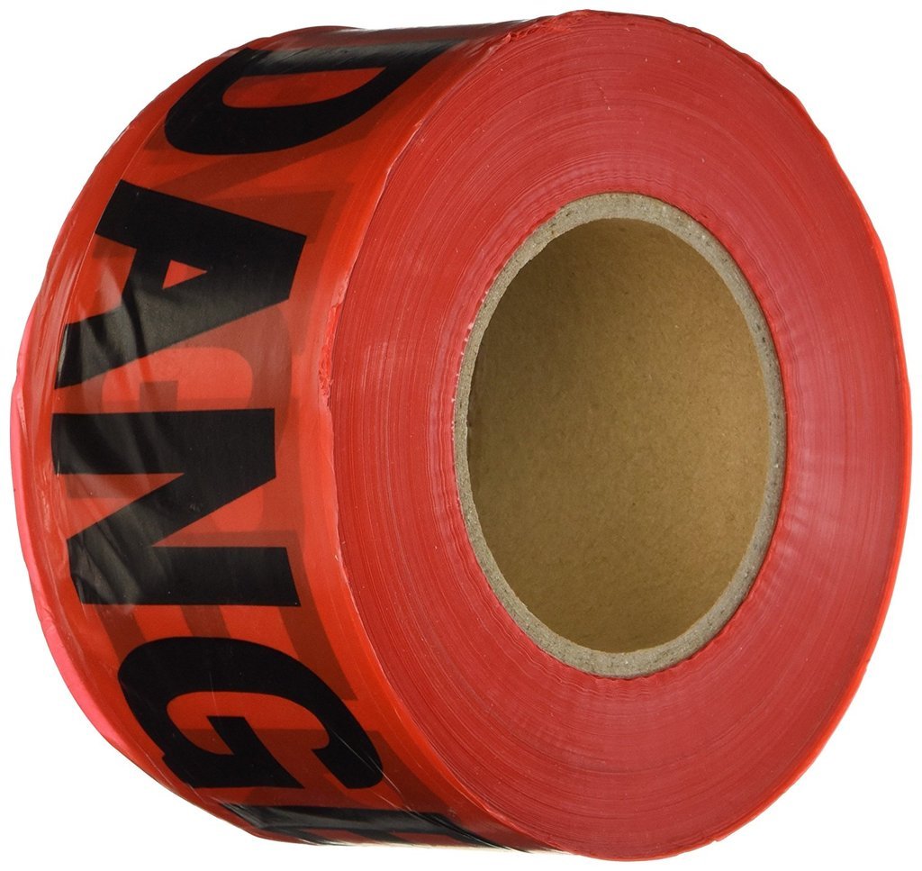 Red Danger Barricade Tape 3" x 1000', (2 Pack)